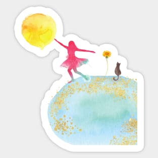 Ballerina dancing with the moon Sticker